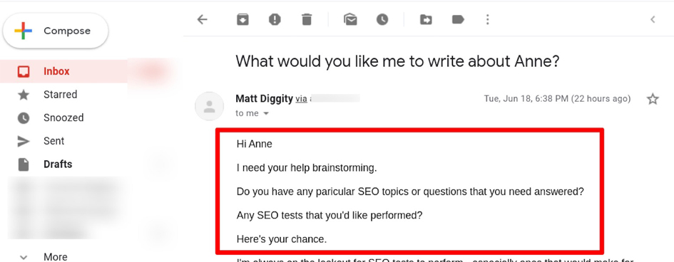 email personalization example